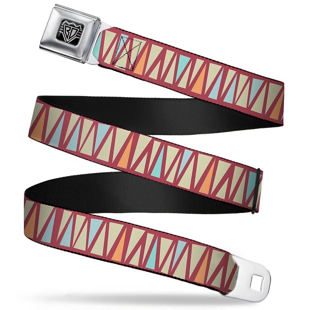 6150 Seatbelt Belt Zig Zag Doodle Red/Tan/Blues/Orange 1.0" Wide